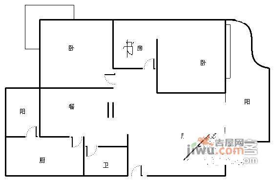 广厦城2室2厅1卫95㎡户型图