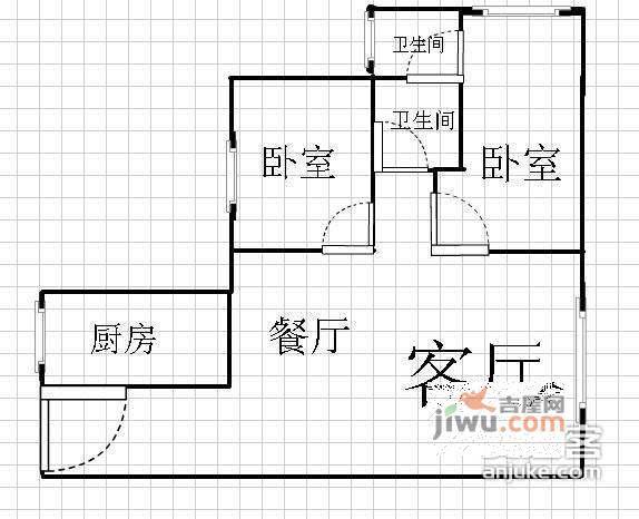 广厦城2室2厅2卫128㎡户型图