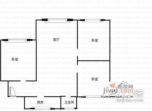 康居小区3室1厅1卫81㎡户型图