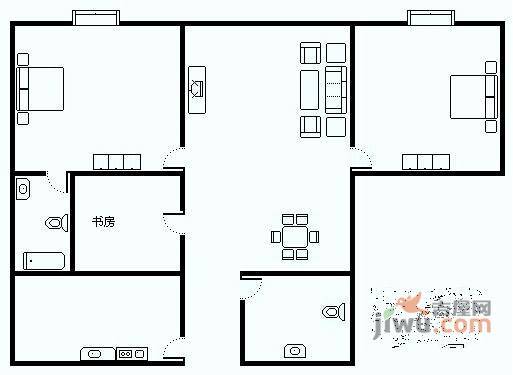 新洲阳光2室2厅2卫户型图