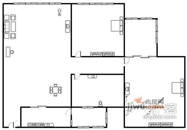 华宇老街印象2室2厅1卫80㎡户型图