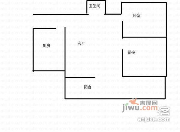 雅兰大厦2室1厅1卫80㎡户型图