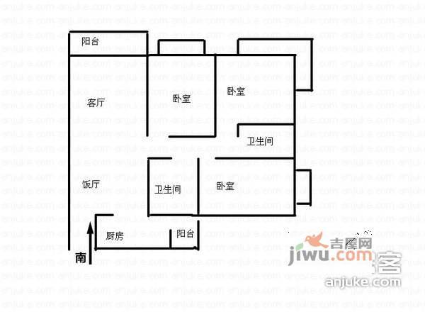 港城凤鸣香山3室2厅2卫122㎡户型图