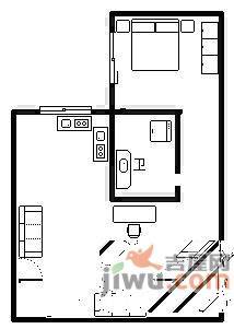 智博天下1室1厅1卫57㎡户型图