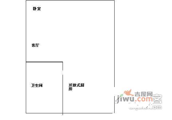 智博天下1室1厅1卫57㎡户型图