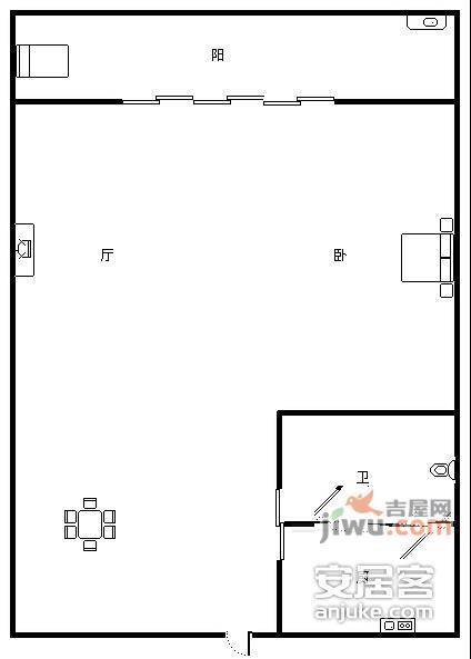 临江大厦1室1厅1卫户型图