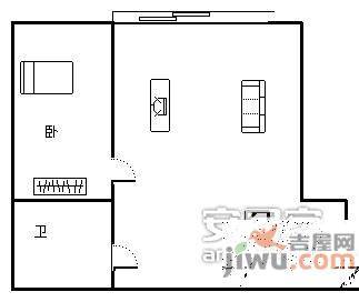 大川国际1室1厅1卫52㎡户型图