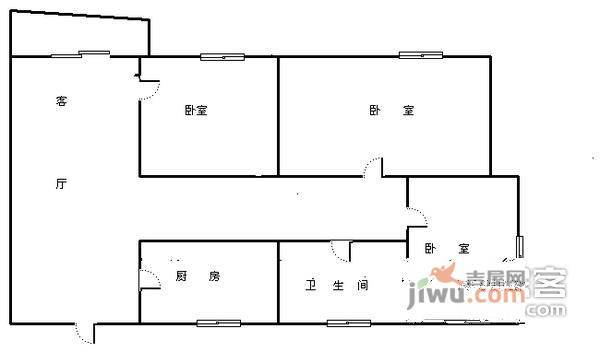 顺通花园3室2厅1卫91㎡户型图