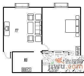 顺通花园1室1厅1卫60㎡户型图