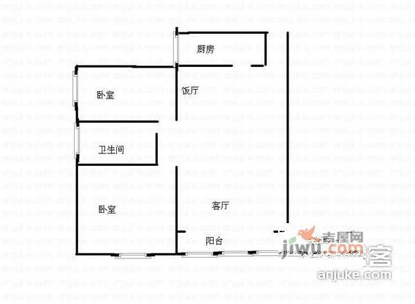 顺通花园2室2厅1卫96㎡户型图