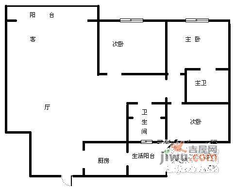 顺通花园3室2厅2卫105㎡户型图