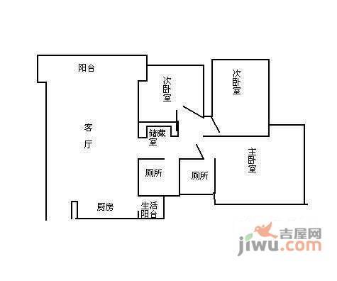 万寿花园东区3室2厅2卫149㎡户型图