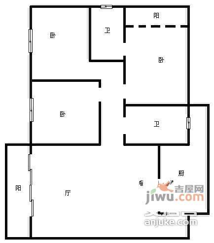 万寿花园东区3室2厅2卫149㎡户型图