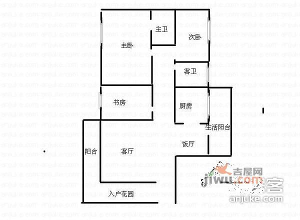 民主新村3室1厅1卫105㎡户型图