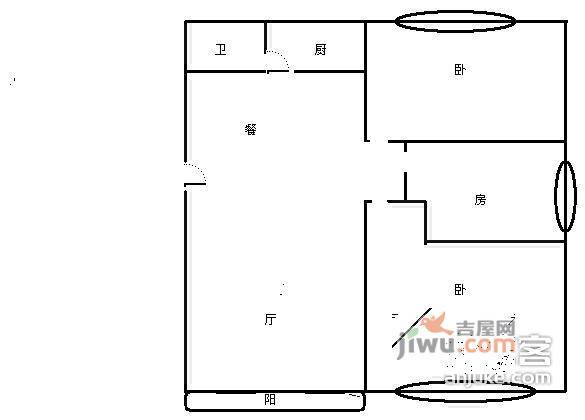 金银湾小区2室2厅1卫75㎡户型图