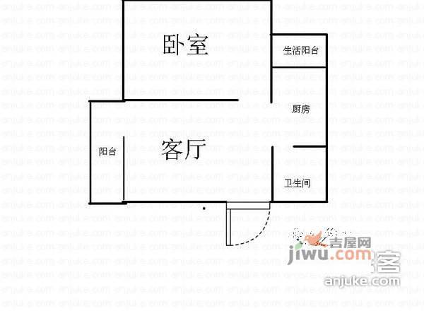 金银湾小区1室1厅1卫45㎡户型图