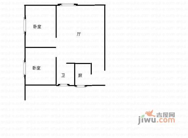 创泰大厦2室2厅1卫88㎡户型图