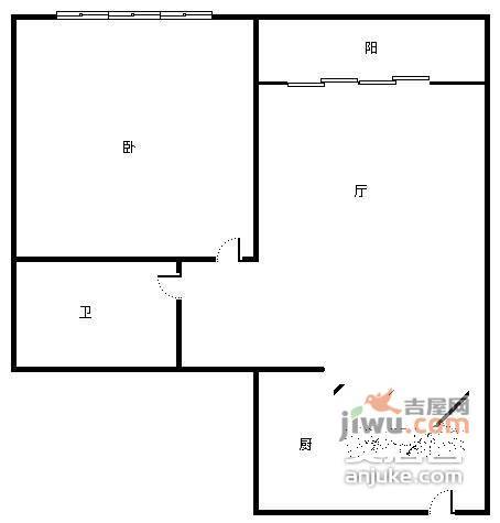 金秋家园1室1厅1卫53㎡户型图