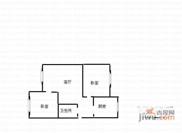 日月山庄2室2厅1卫105㎡户型图