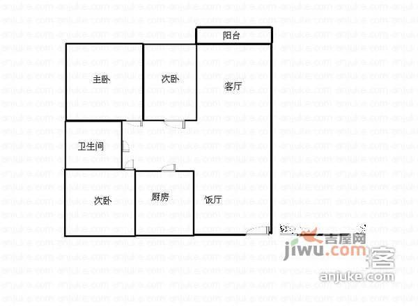 日月山庄2室2厅1卫105㎡户型图