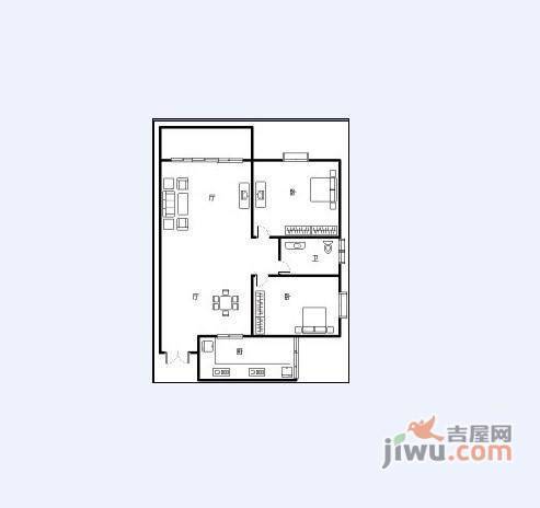 日月山庄2室2厅1卫105㎡户型图