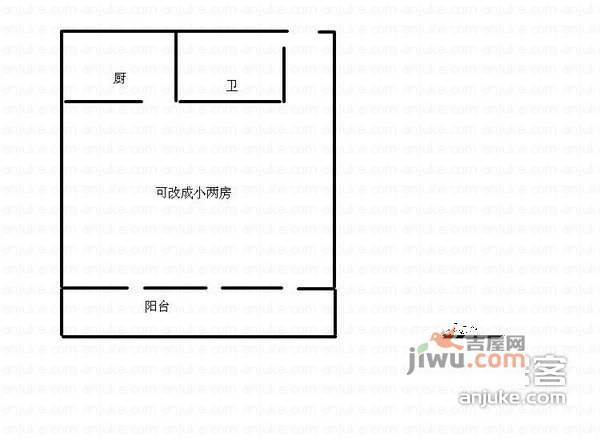 日月山庄1室1厅1卫58㎡户型图