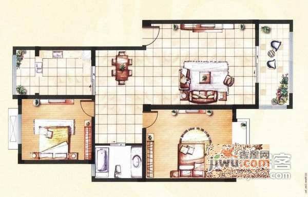 日月山庄2室2厅1卫105㎡户型图