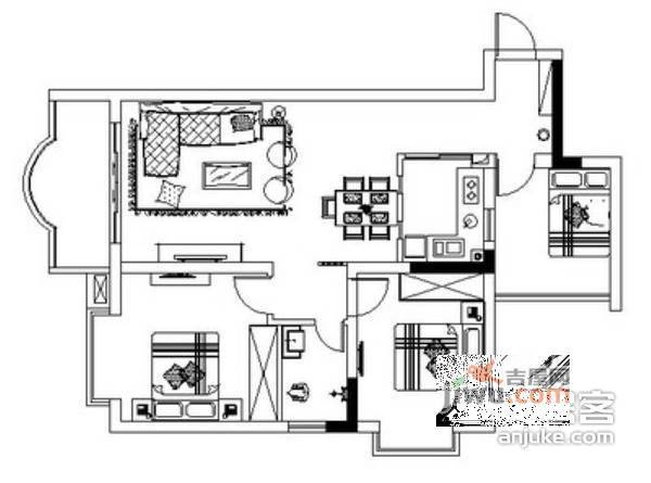 翰林景园3室2厅1卫户型图