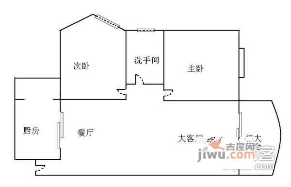 翰林景园2室2厅1卫90㎡户型图