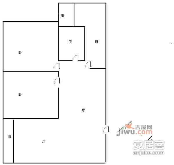 梨树新居2室1厅1卫71㎡户型图