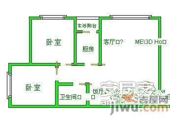 渝洲新都2室2厅1卫82㎡户型图