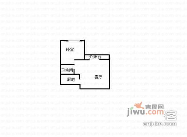 渝洲新都1室1厅1卫53㎡户型图