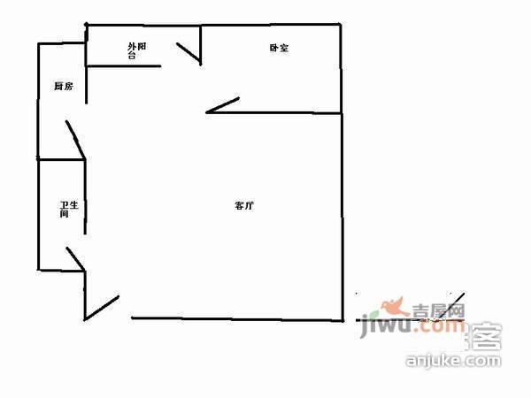 渝洲新都1室1厅1卫53㎡户型图