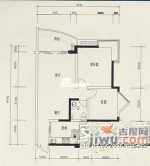 渝洲新都2室2厅2卫102㎡户型图