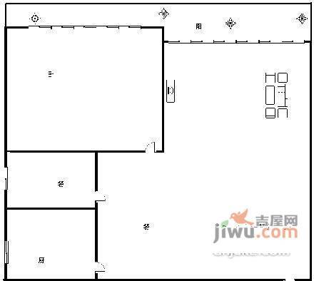 嘉信御庭苑1室1厅1卫50㎡户型图