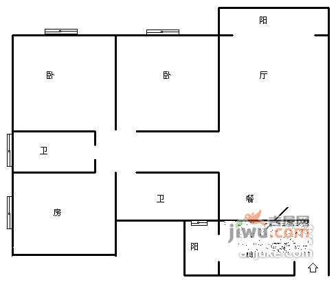 东和城3室2厅2卫108㎡户型图