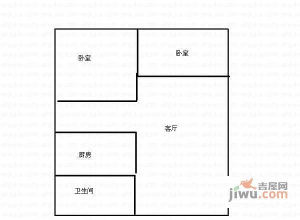 东和城2室2厅2卫67㎡户型图