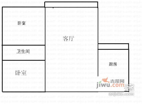 东和城2室2厅1卫88㎡户型图