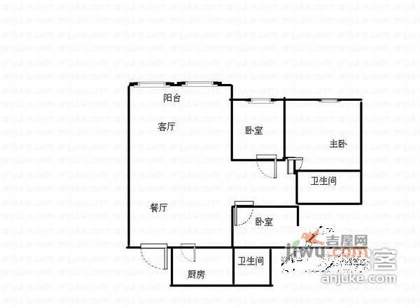 缙云小区3室2厅2卫153㎡户型图