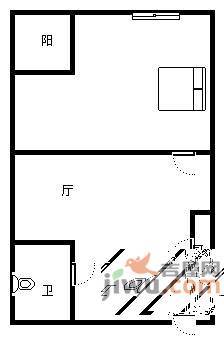 翠湖龙庭1室1厅1卫48㎡户型图