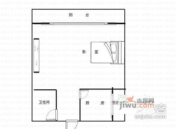 自由左岸1室0厅1卫42㎡户型图