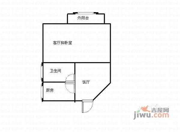 自由左岸1室0厅1卫42㎡户型图