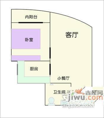 自由左岸1室1厅1卫53㎡户型图