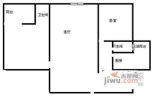 南方上格林青海苑2室2厅2卫80㎡户型图