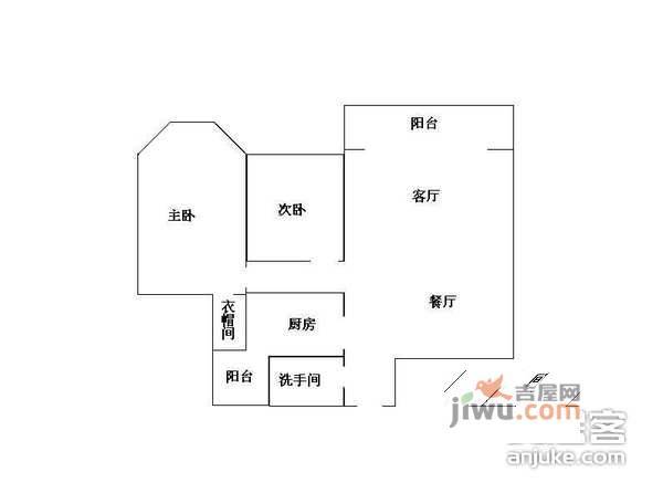 南方上格林青海苑2室2厅2卫80㎡户型图