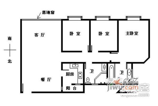 南方上格林青海苑3室2厅2卫163㎡户型图