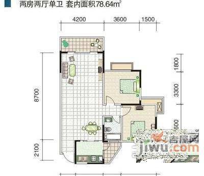 阳光小筑2室2厅2卫户型图