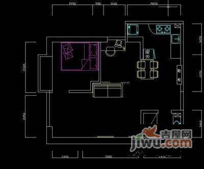 帝豪蓝钻2室2厅1卫48㎡户型图