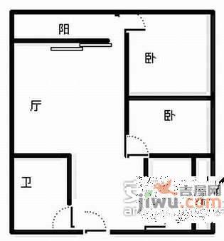 帝豪蓝钻2室2厅1卫48㎡户型图