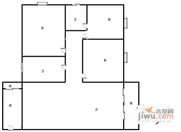 紫光学苑2室2厅1卫87㎡户型图